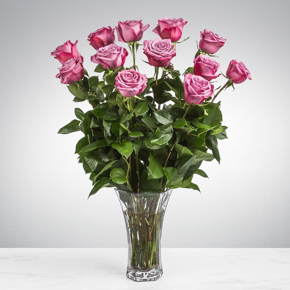 Dozen Long Stemmed Lavender Roses — composed by Les Fleur Company