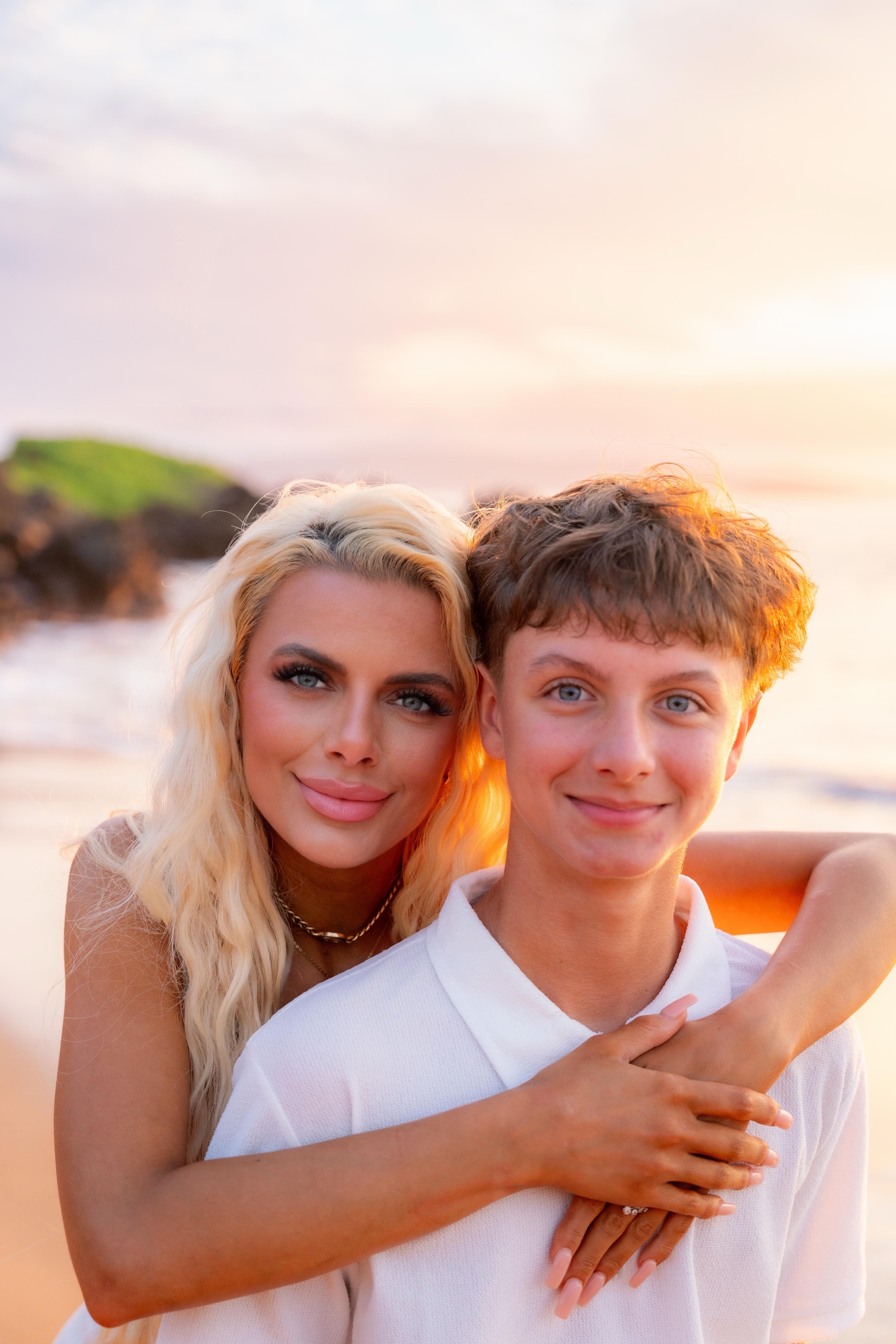 Taylor Breshears, photographed at sunset on a Maui beach